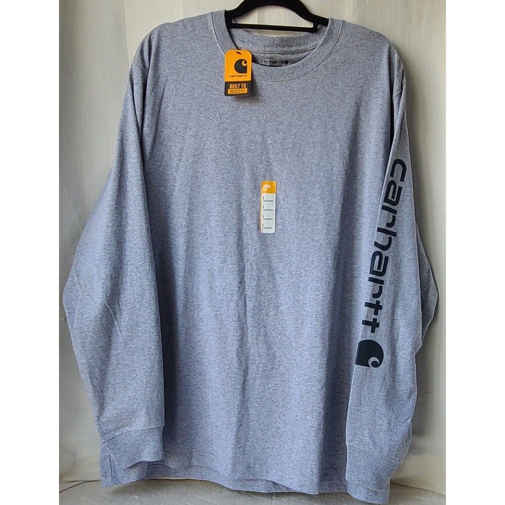 Carhartt K231 Men's Large Long Sleeve Logo T Shirt Gray Loose Fit NWT